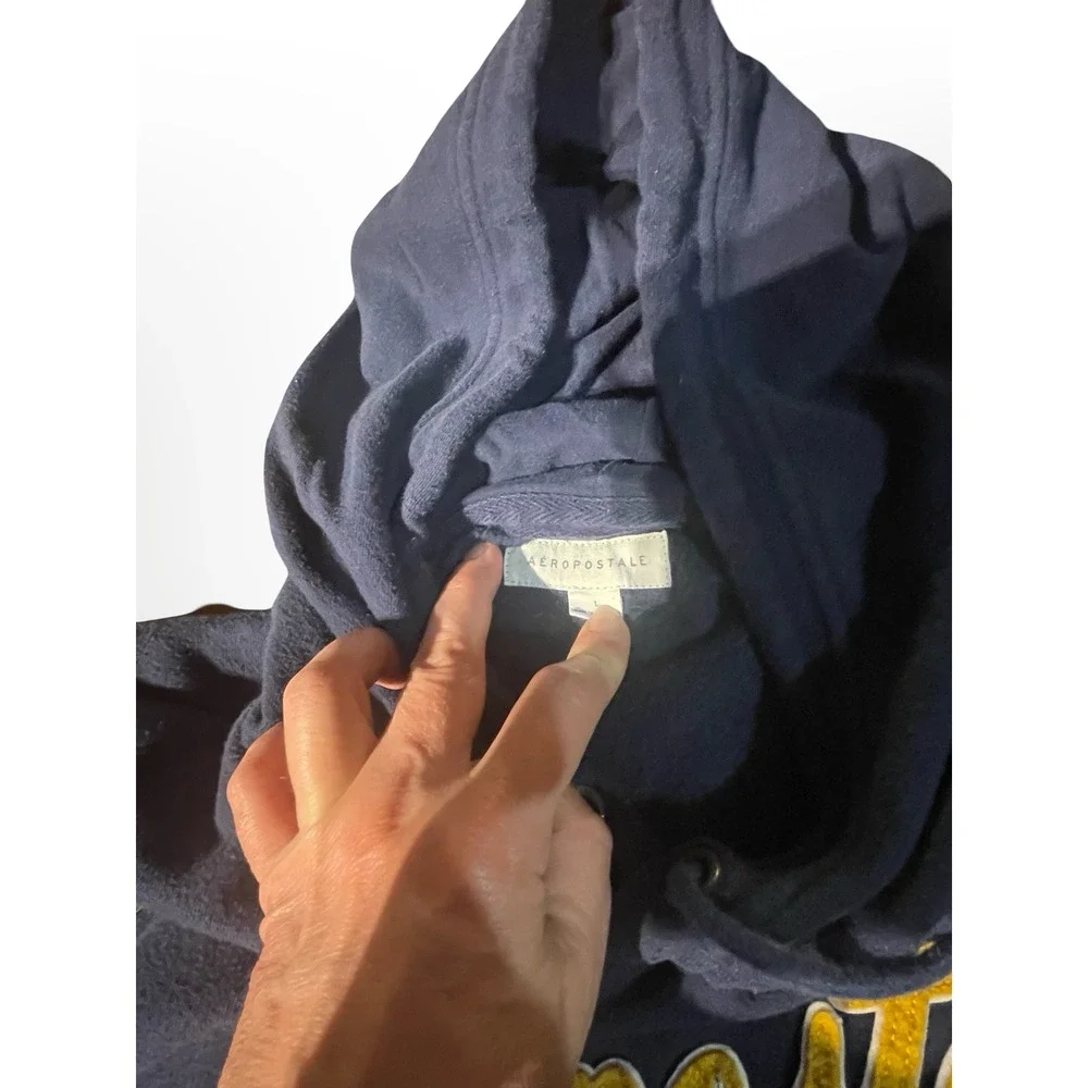 Aeropostale NY Navy Blue Graphic Hoodie Sweatshirt Men's‎ Size L